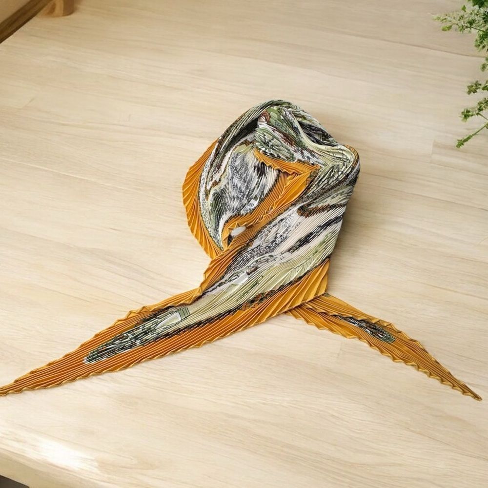 Hermes Silk Pleated Scarf
